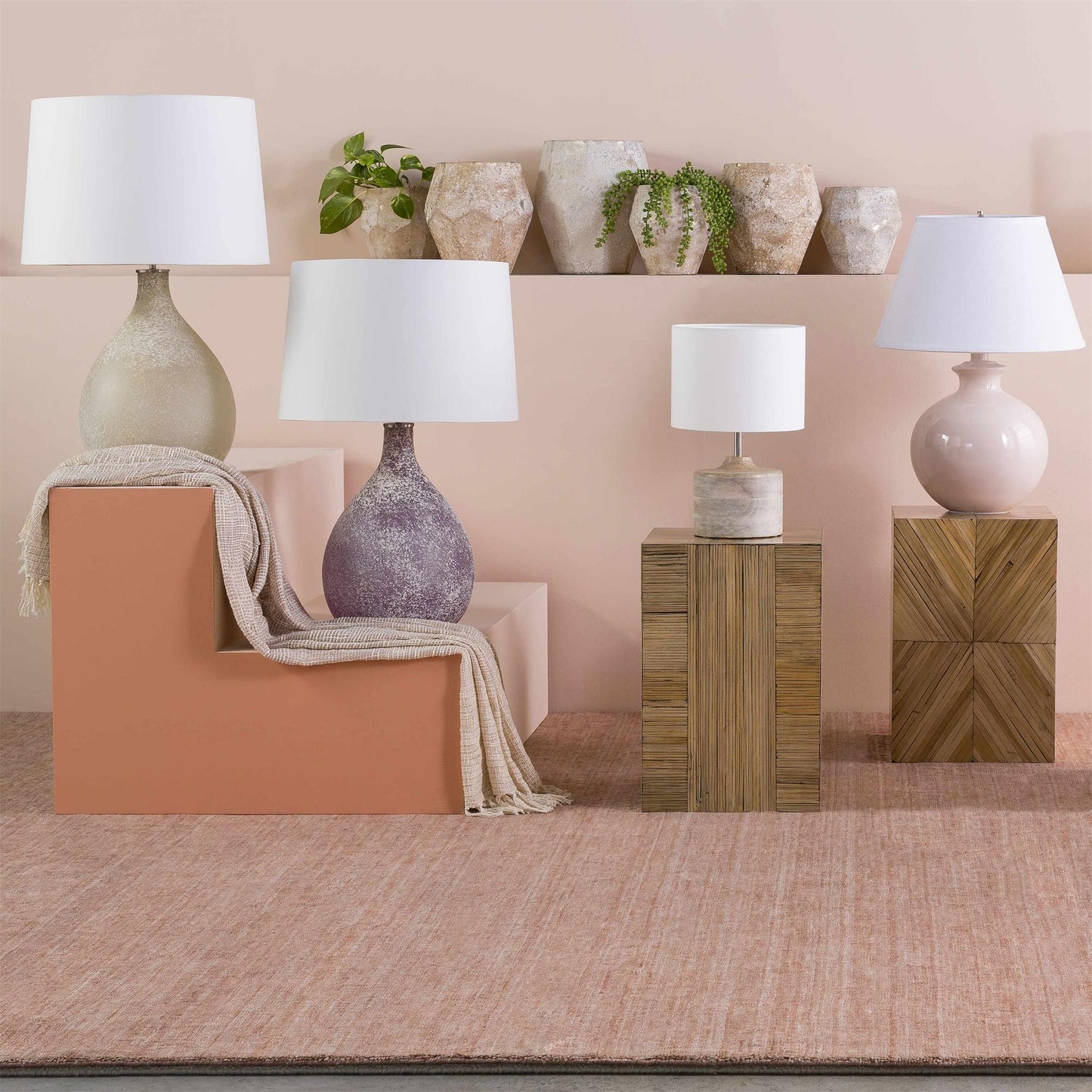 Surya Coast Table Lamp - Natural Solid Wood & Fabric Table Light | Modern Global Accent Lamp