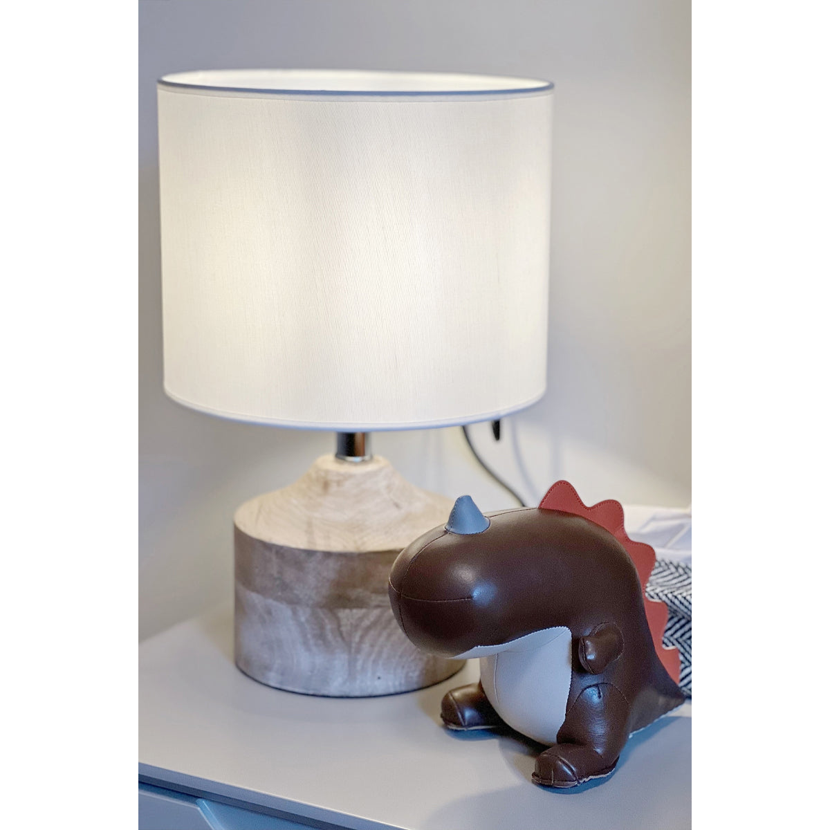 Surya Coast Table Lamp - Natural Solid Wood & Fabric Table Light | Modern Global Accent Lamp