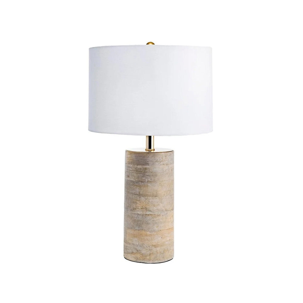 Surya Coast Table Lamp - Natural Solid Wood & Fabric Table Light | Modern Global Accent Lamp