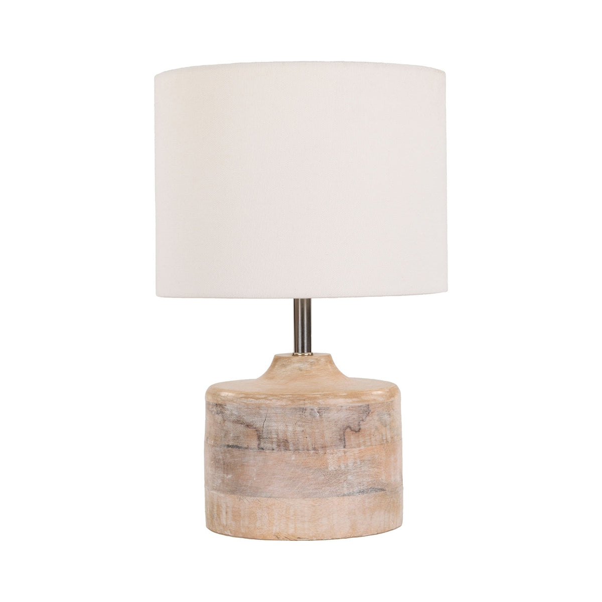 Surya Coast Table Lamp - Natural Solid Wood & Fabric Table Light | Modern Global Accent Lamp