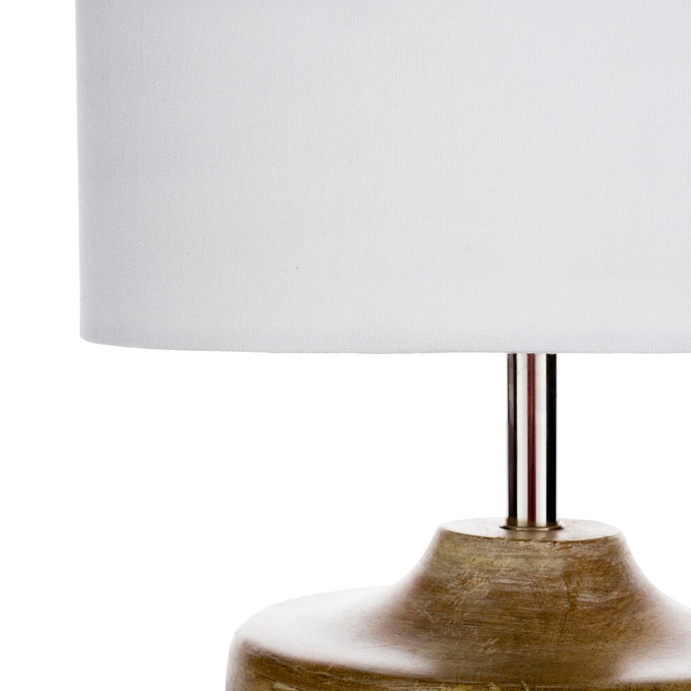 Surya Coast Table Lamp - Natural Solid Wood & Fabric Table Light | Modern Global Accent Lamp