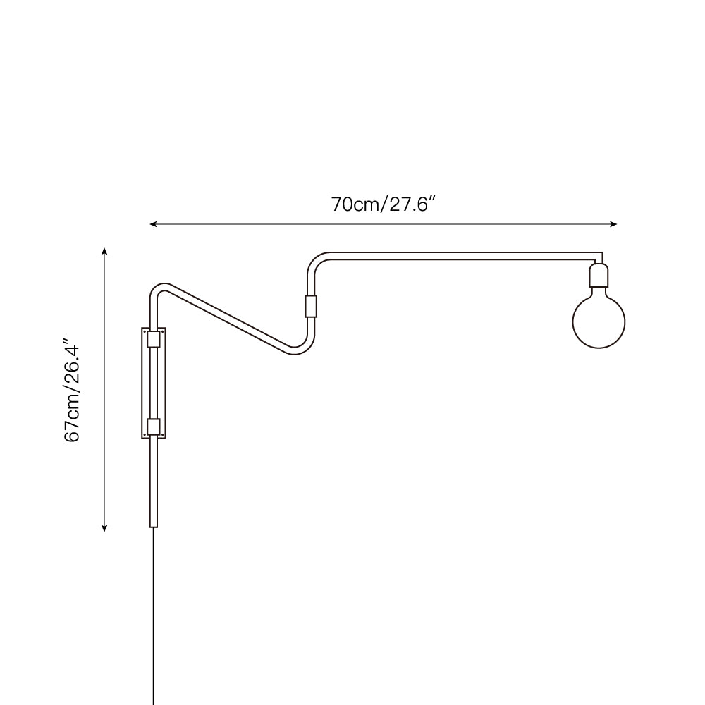 Swing Plug-in Wall Lamp - Articulating Black & Brass Wall Sconce | Modern Extendable Reading Light