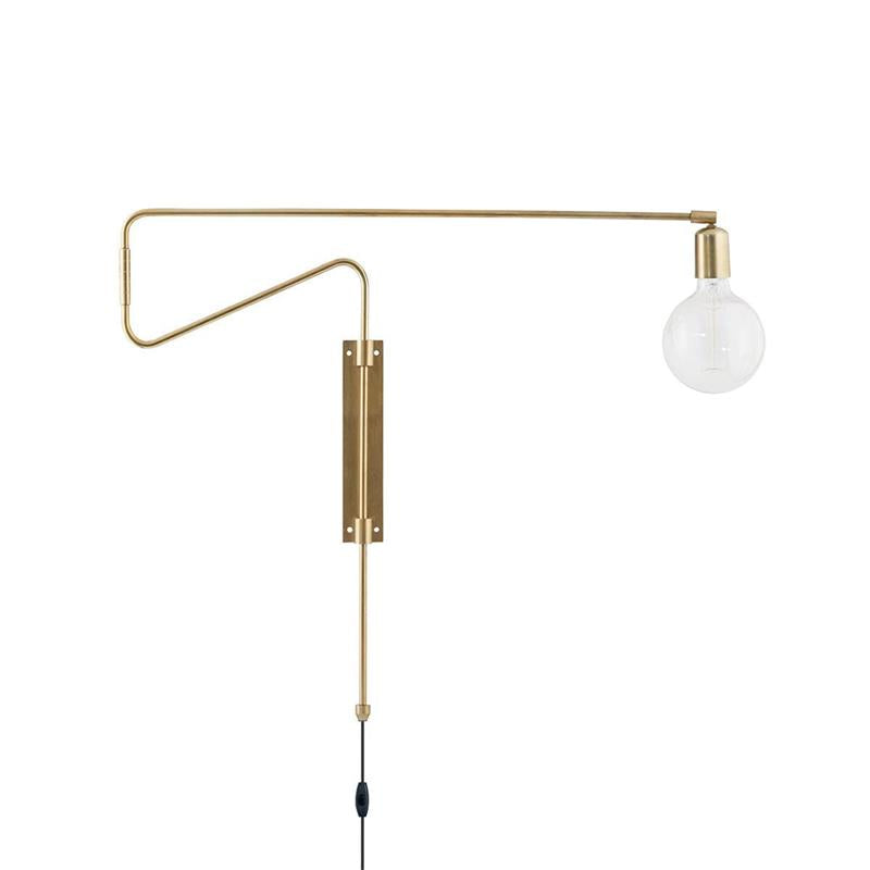 Swing Plug-in Wall Lamp - Articulating Black & Brass Wall Sconce | Modern Extendable Reading Light