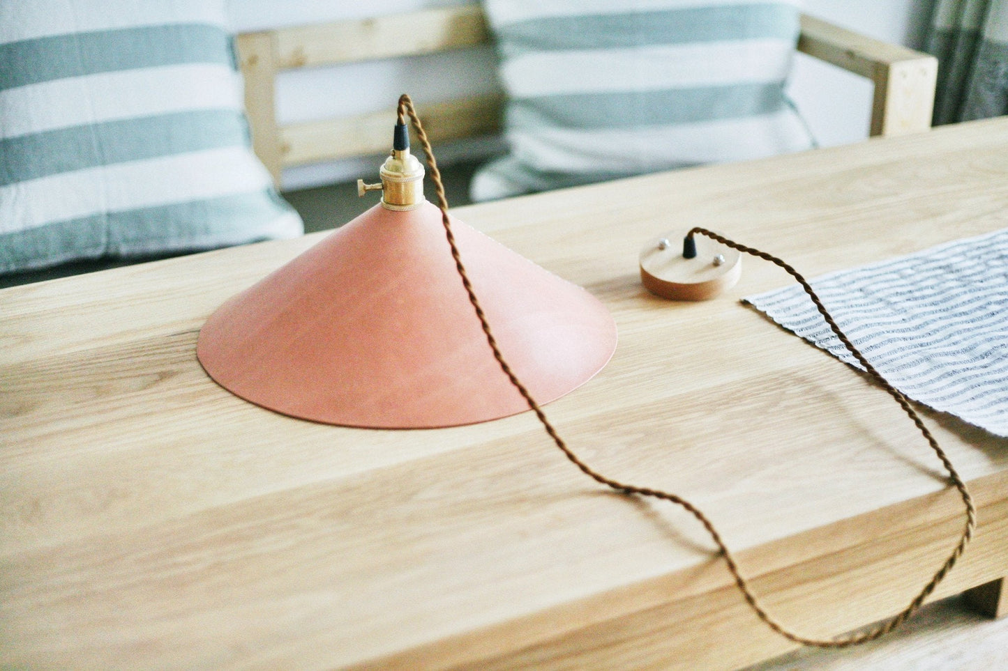 Baxter leather cone pendant light