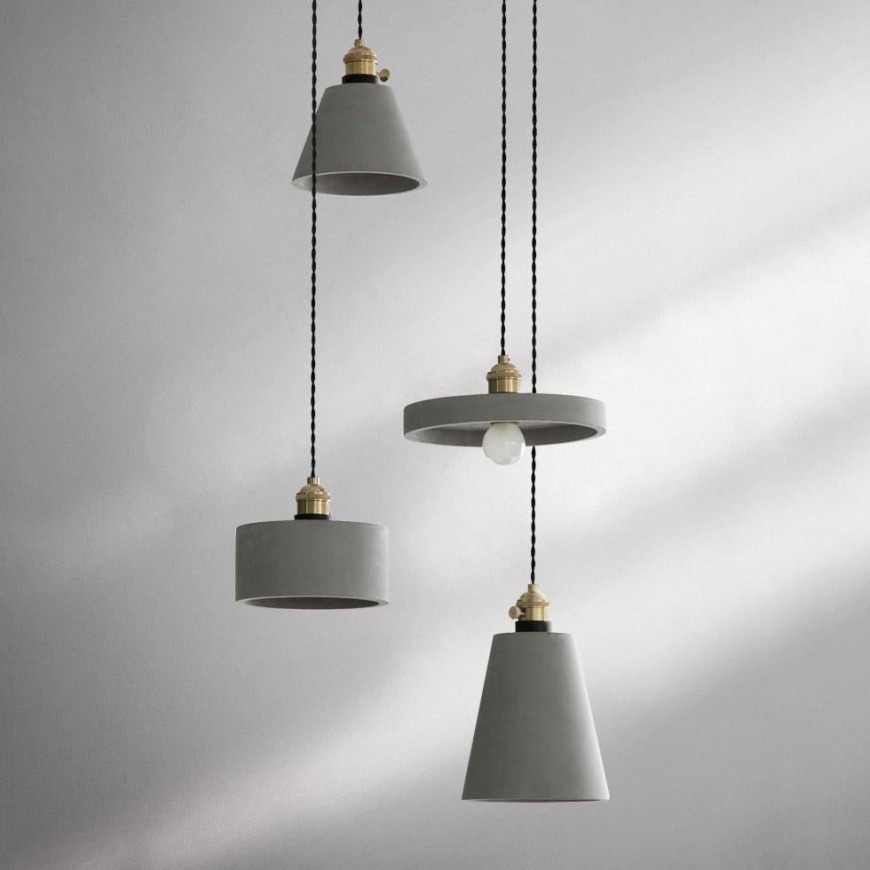 Concrete Vasa Minimalist Pendant Light - Industrial New York Loft Style | Nordic Concrete Resin & Braided Cord Pendant