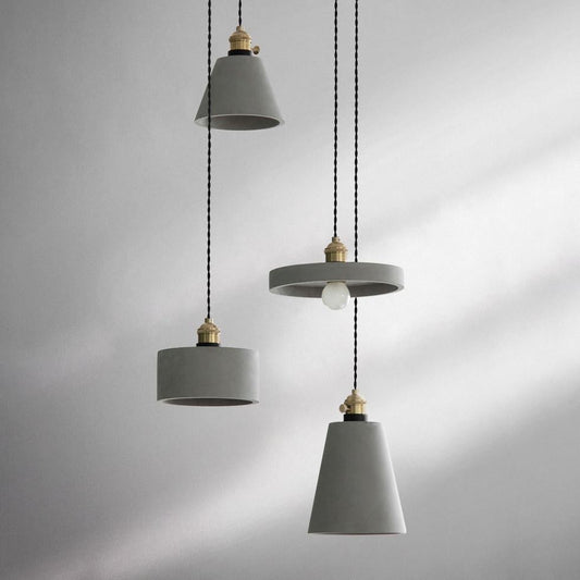 Concrete Vasa Minimalist Pendant Light - Industrial New York Loft Style | Nordic Concrete Resin & Braided Cord Pendant