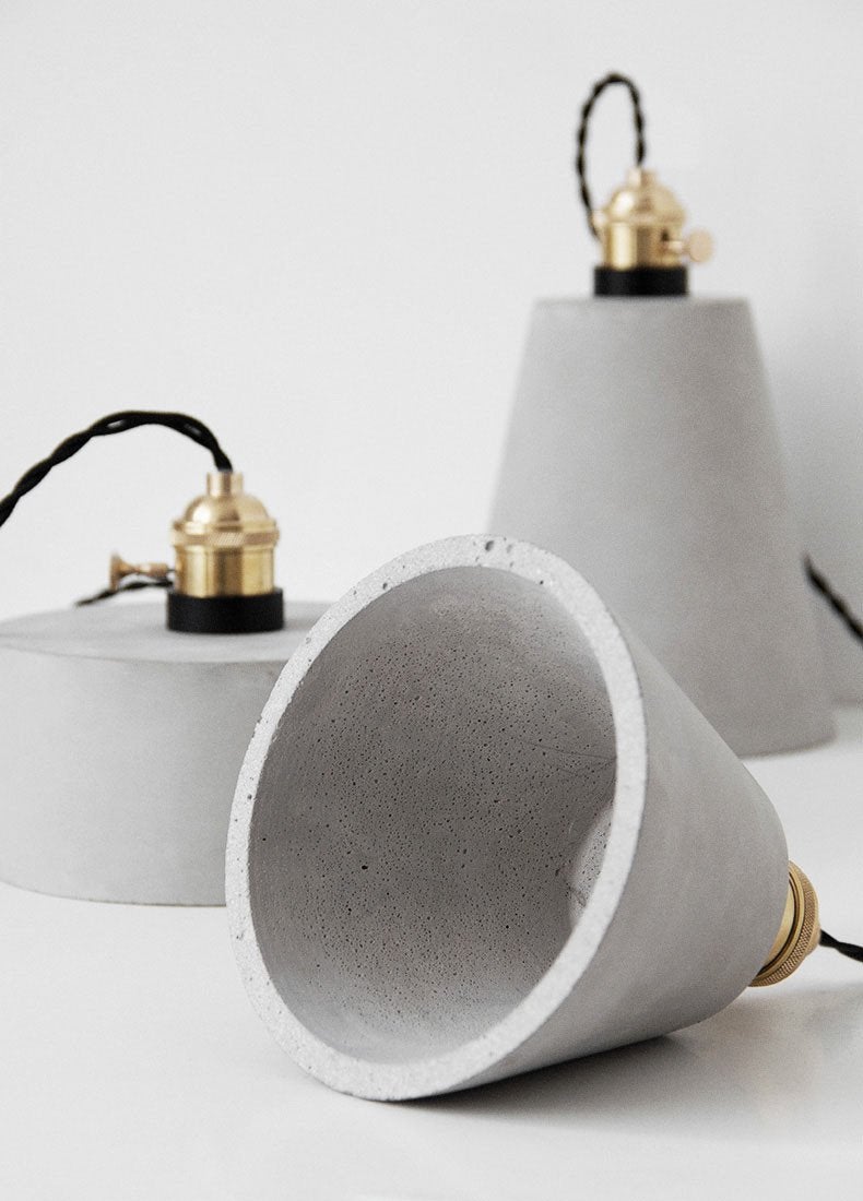 Concrete Vasa Minimalist Pendant Light - Industrial New York Loft Style | Nordic Concrete Resin & Braided Cord Pendant