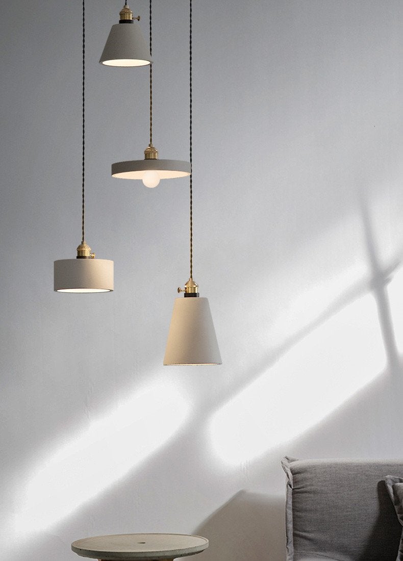 Concrete Vasa Minimalist Pendant Light - Industrial New York Loft Style | Nordic Concrete Resin & Braided Cord Pendant