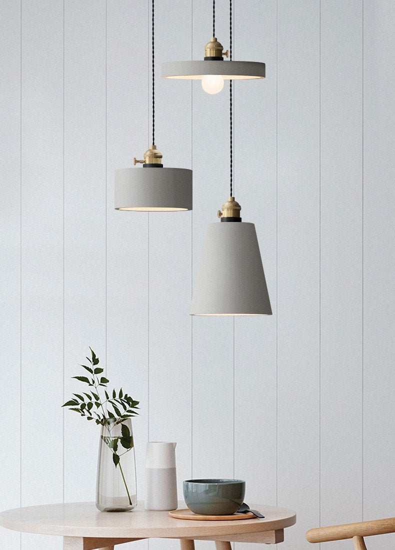 Concrete Vasa Minimalist Pendant Light - Industrial New York Loft Style | Nordic Concrete Resin & Braided Cord Pendant