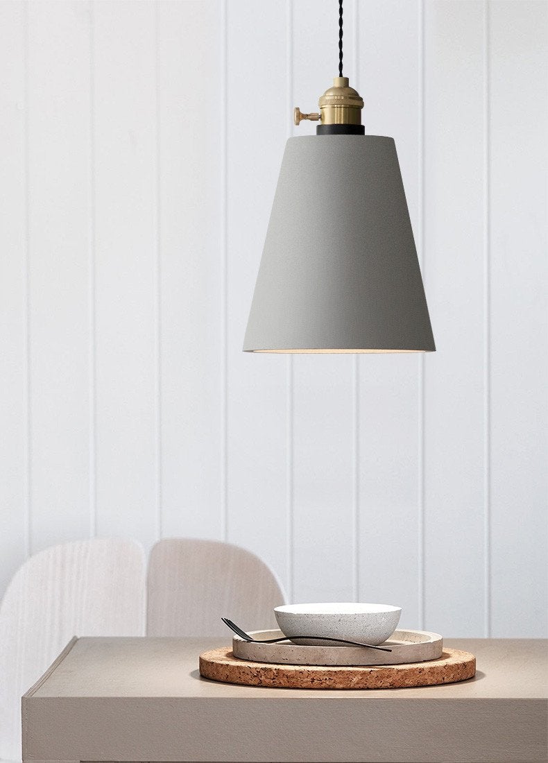 Concrete Vasa Minimalist Pendant Light - Industrial New York Loft Style | Nordic Concrete Resin & Braided Cord Pendant