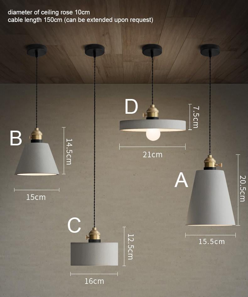 Concrete Vasa Minimalist Pendant Light - Industrial New York Loft Style | Nordic Concrete Resin & Braided Cord Pendant