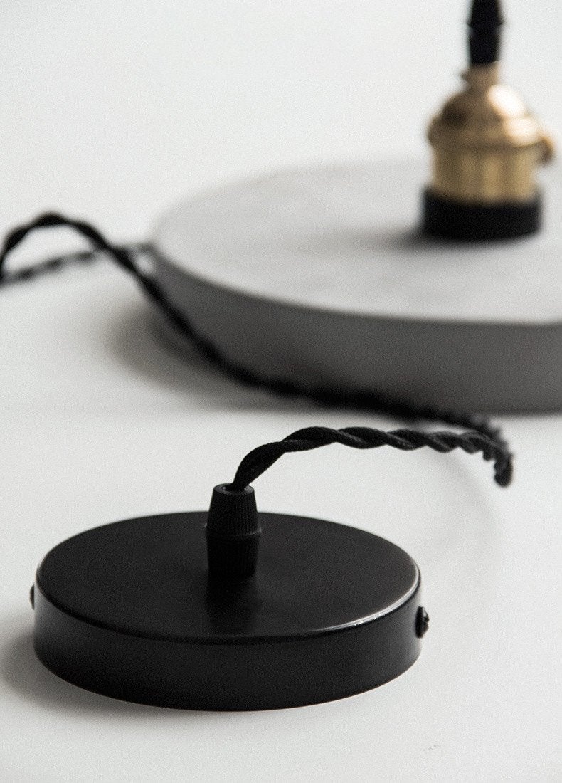 Concrete Vasa Minimalist Pendant Light - Industrial New York Loft Style | Nordic Concrete Resin & Braided Cord Pendant