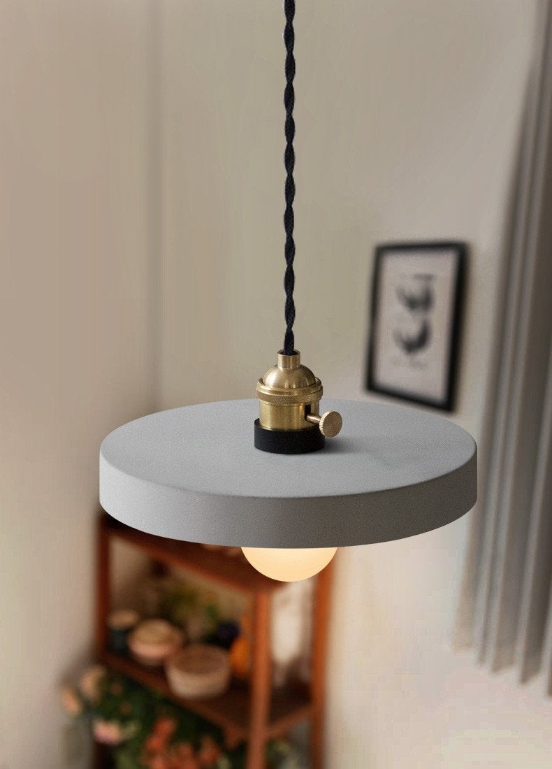 Concrete Vasa Minimalist Pendant Light - Industrial New York Loft Style | Nordic Concrete Resin & Braided Cord Pendant