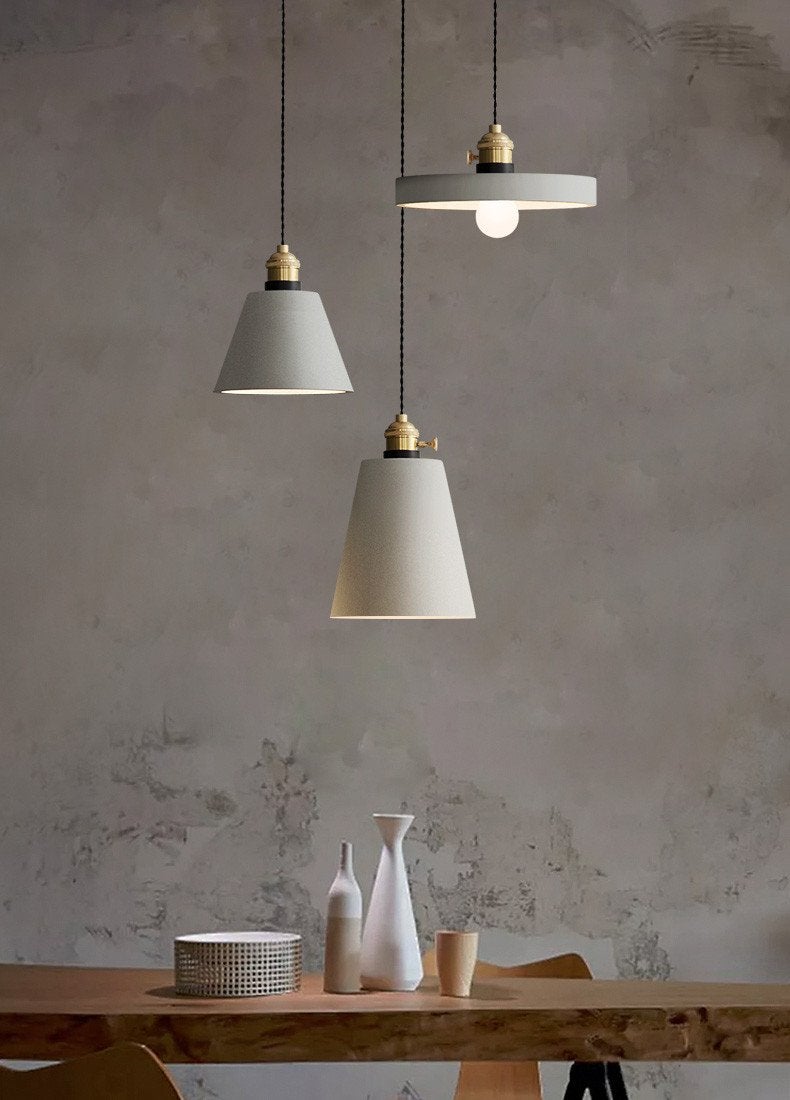Concrete Vasa Minimalist Pendant Light - Industrial New York Loft Style | Nordic Concrete Resin & Braided Cord Pendant
