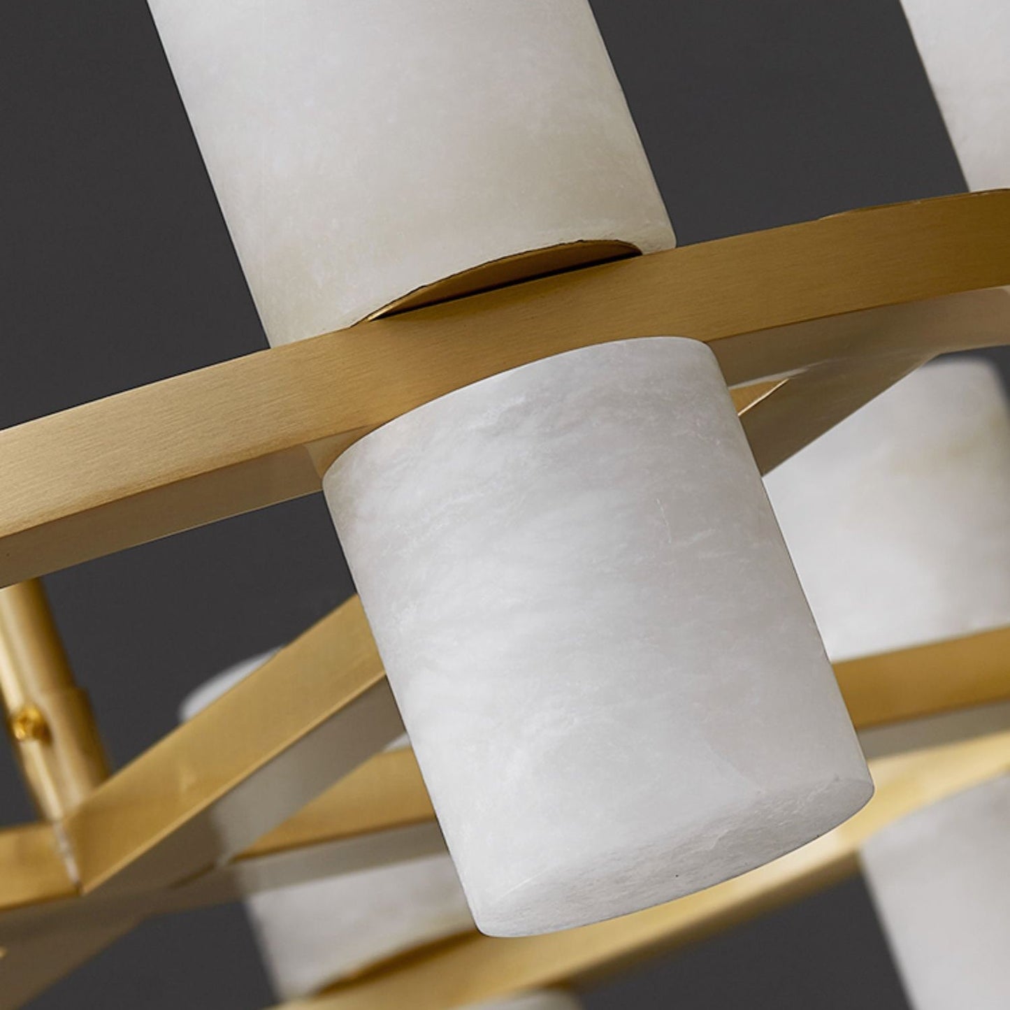 Tabitha Alabaster Chandelier - Brass Hoop & Natural Alabaster Pendant Light | Luxury Statement Ring Chandelier