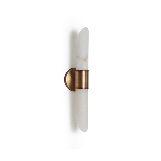 Tabitha Alabaster Wall Lamp - Elongated Brass & Natural Alabaster Sconce | Modern Vertical Stone Wall Light