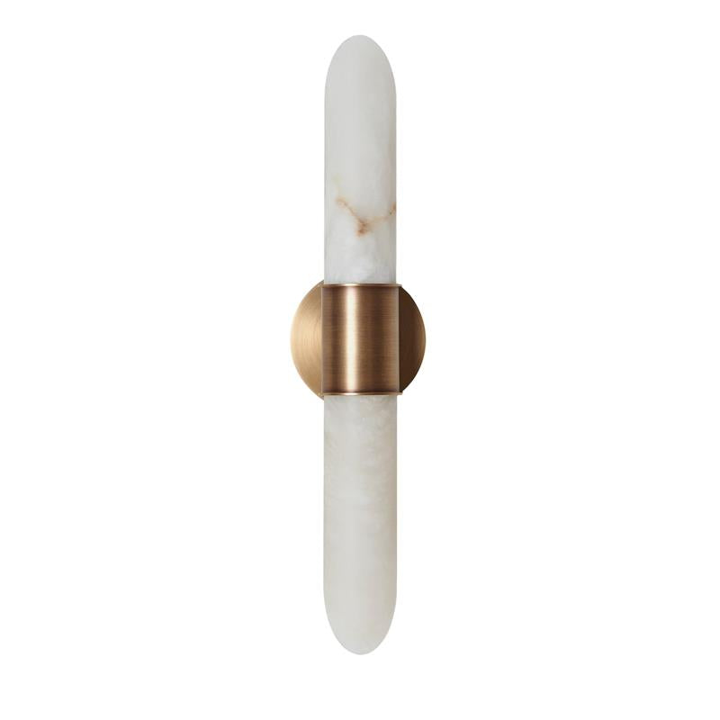 Tabitha Alabaster Wall Lamp - Elongated Brass & Natural Alabaster Sconce | Modern Vertical Stone Wall Light