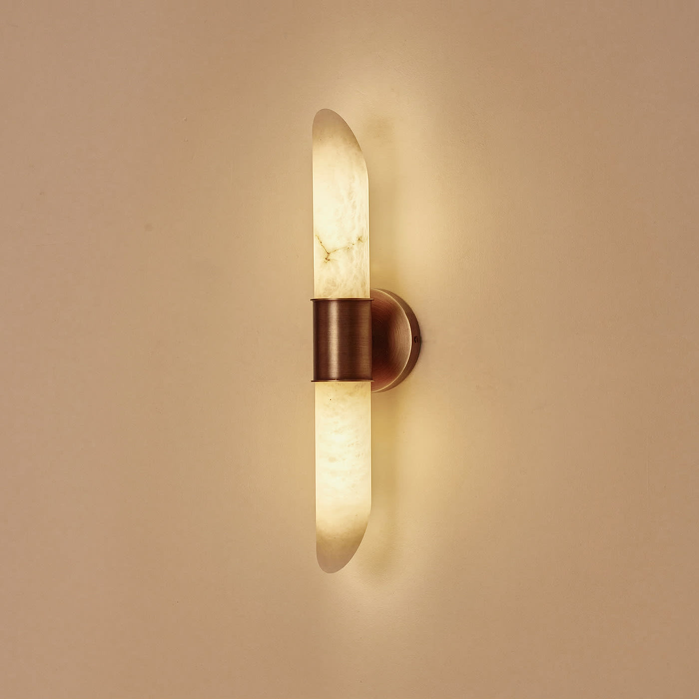 Tabitha Alabaster Wall Lamp - Elongated Brass & Natural Alabaster Sconce | Modern Vertical Stone Wall Light