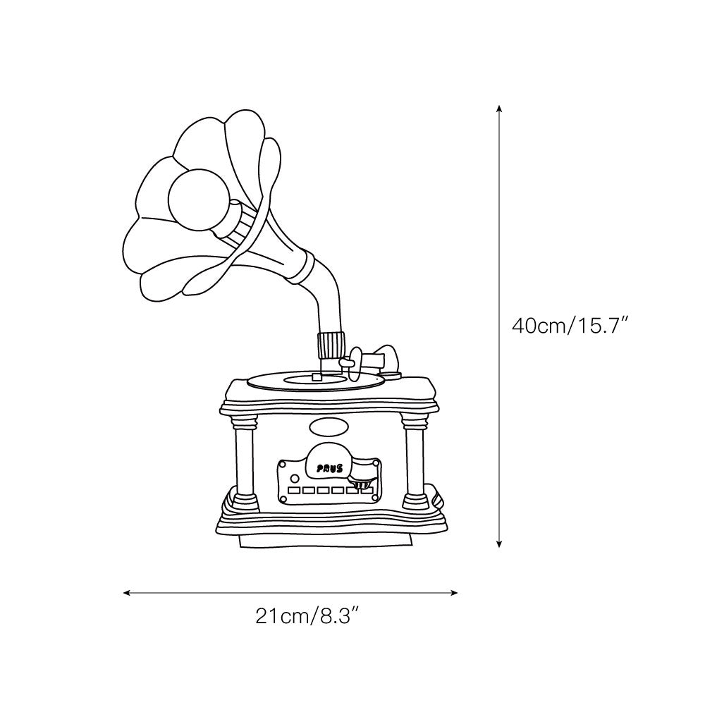 Phonograph Table Lamp - Vintage Gramophone Light & Bluetooth Speaker