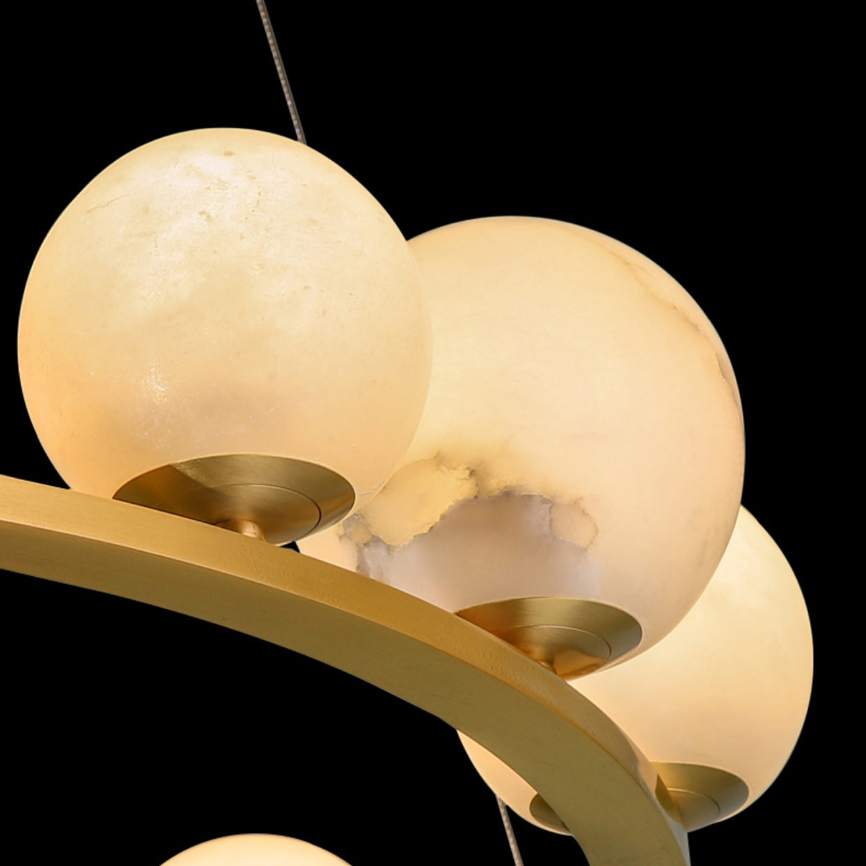 Tagliato Alabaster Chandelier - Brass Ring & Natural Alabaster Pendant Light | Modern Stone Ring Chandelier