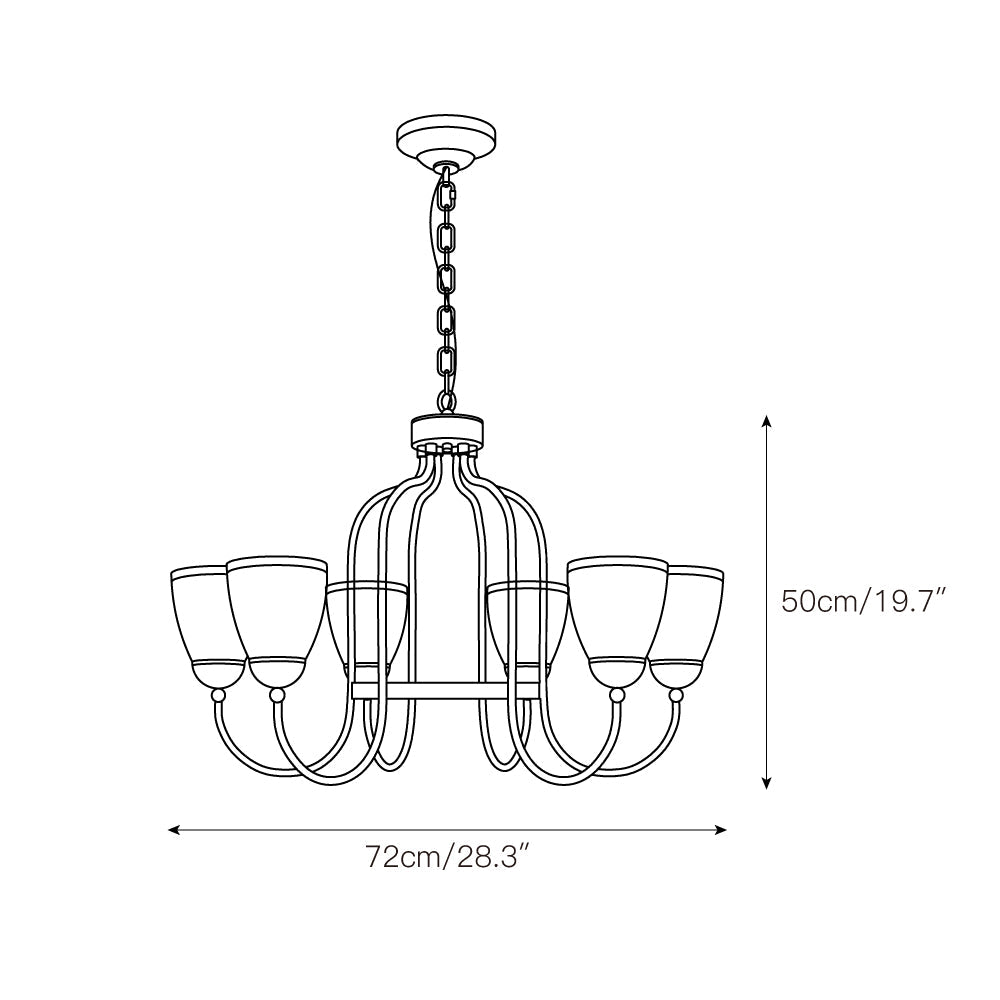 Tahoe Chandelier - Dark Brass & Clear Textured Glass Chandelier | Transitional Multi-Arm Hanging Light