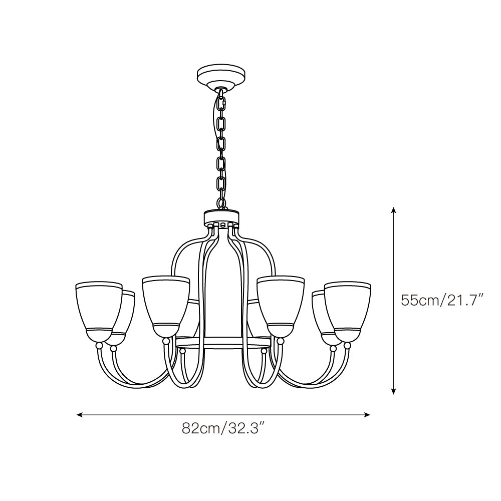 Tahoe Chandelier - Dark Brass & Clear Textured Glass Chandelier | Transitional Multi-Arm Hanging Light