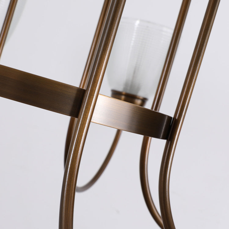 Tahoe Chandelier - Dark Brass & Clear Textured Glass Chandelier | Transitional Multi-Arm Hanging Light
