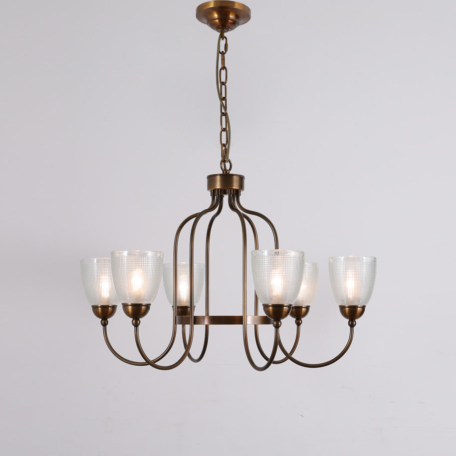 Tahoe Chandelier - Dark Brass & Clear Textured Glass Chandelier | Transitional Multi-Arm Hanging Light