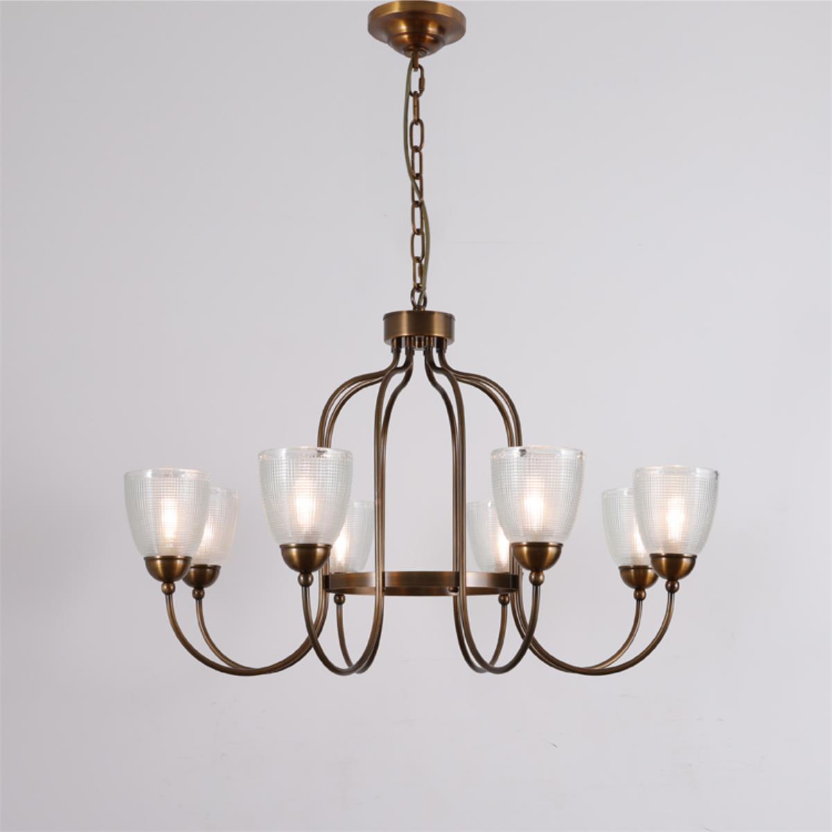 Tahoe Chandelier - Dark Brass & Clear Textured Glass Chandelier | Transitional Multi-Arm Hanging Light