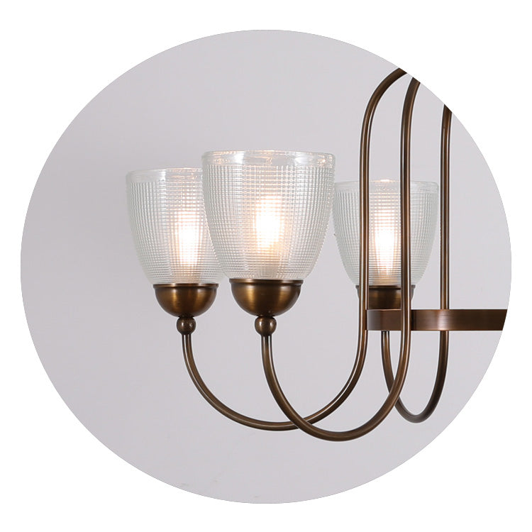 Tahoe Chandelier - Dark Brass & Clear Textured Glass Chandelier | Transitional Multi-Arm Hanging Light