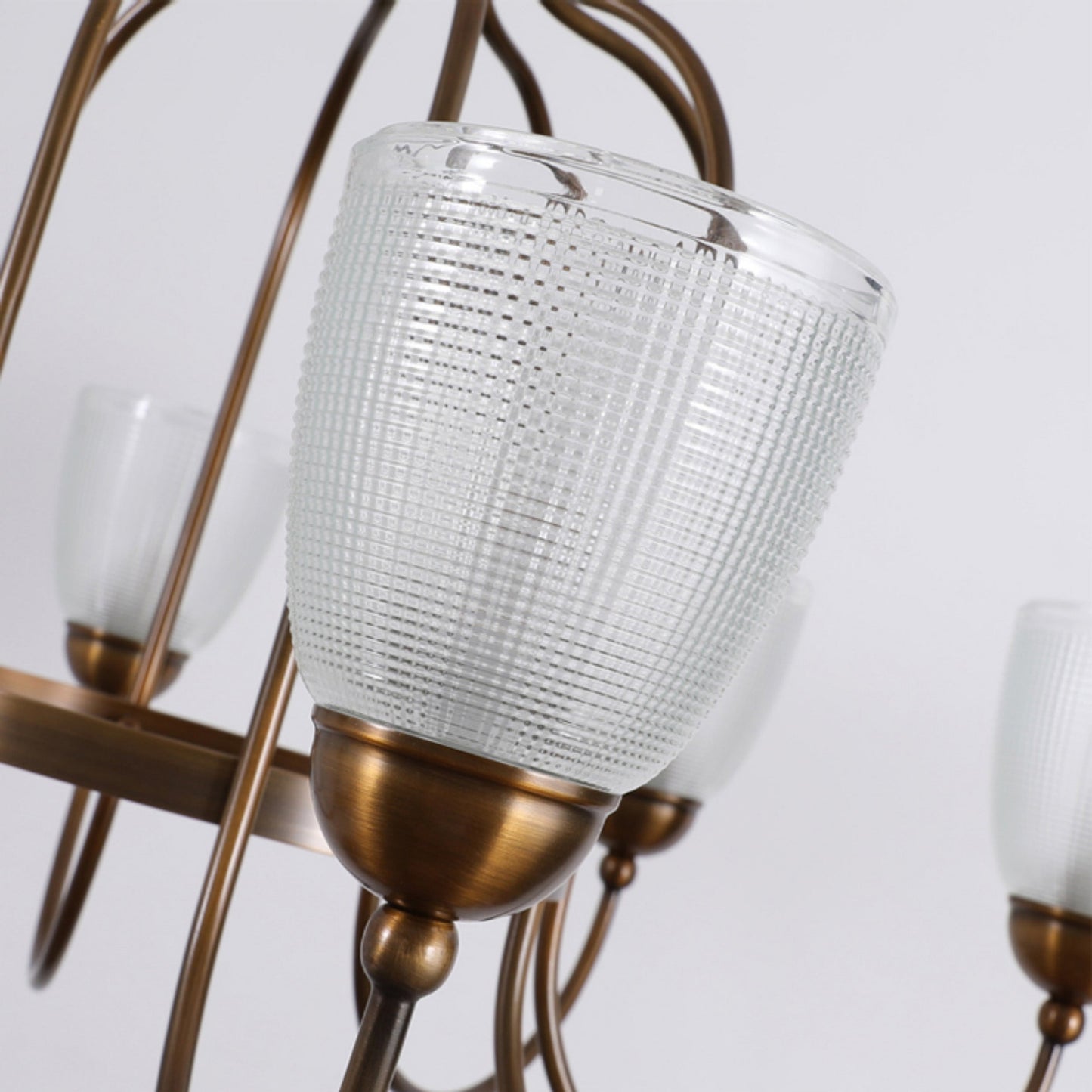 Tahoe Chandelier - Dark Brass & Clear Textured Glass Chandelier | Transitional Multi-Arm Hanging Light