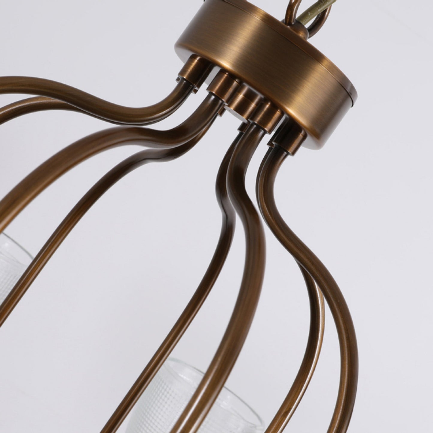Tahoe Chandelier - Dark Brass & Clear Textured Glass Chandelier | Transitional Multi-Arm Hanging Light