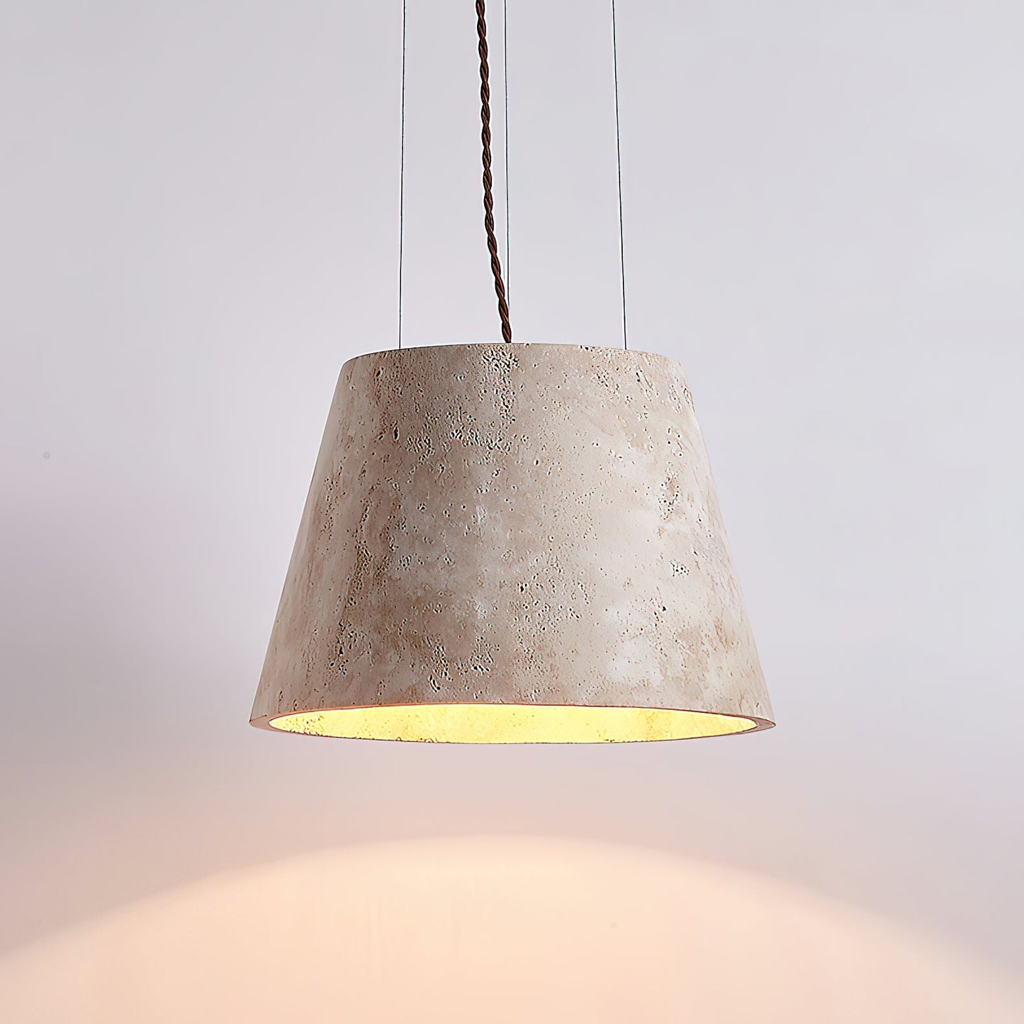 Talma Pendant Lamp - Natural Travertine Stone Hanging Light | Modern Minimalist Dome Pendant