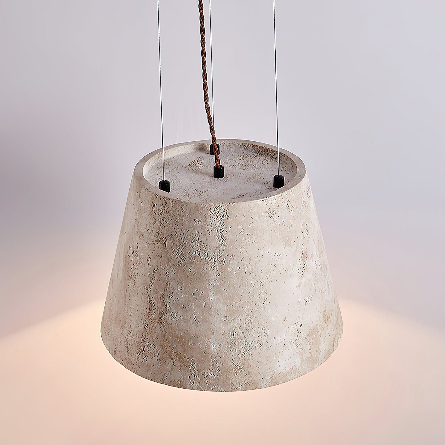 Talma Pendant Lamp - Natural Travertine Stone Hanging Light | Modern Minimalist Dome Pendant