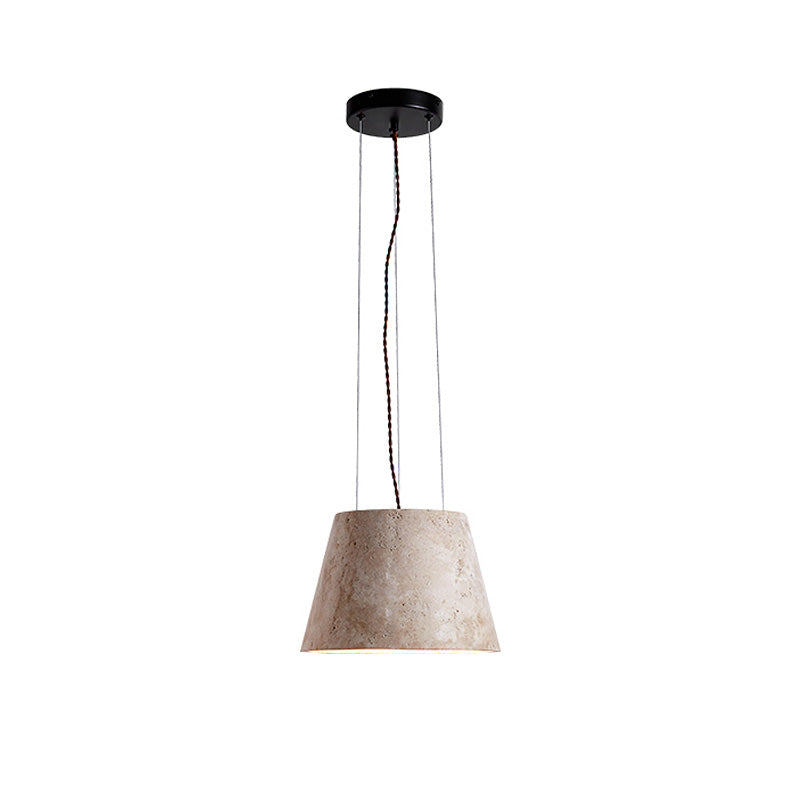 Talma Pendant Lamp - Natural Travertine Stone Hanging Light | Modern Minimalist Dome Pendant
