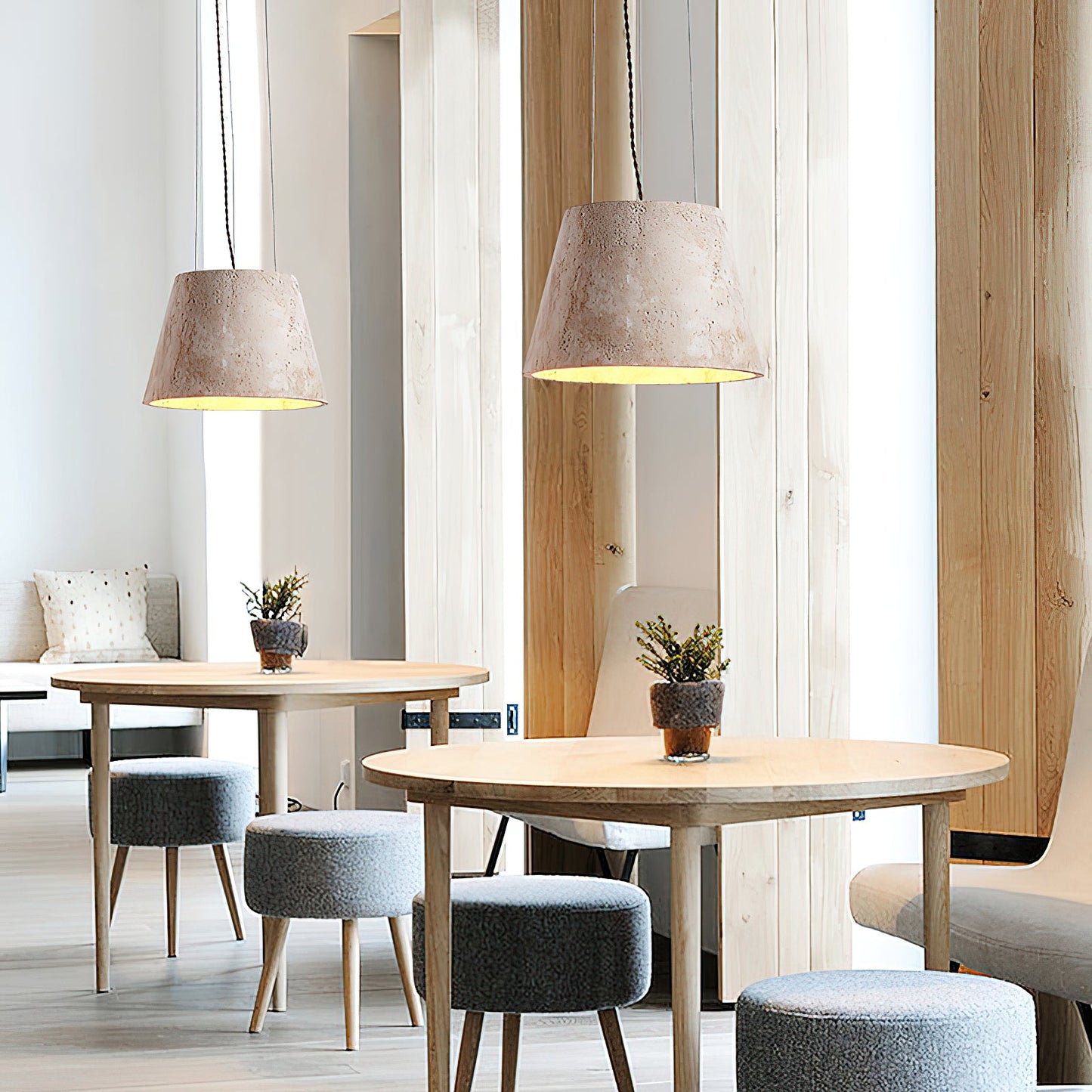 Talma Pendant Lamp - Natural Travertine Stone Hanging Light | Modern Minimalist Dome Pendant