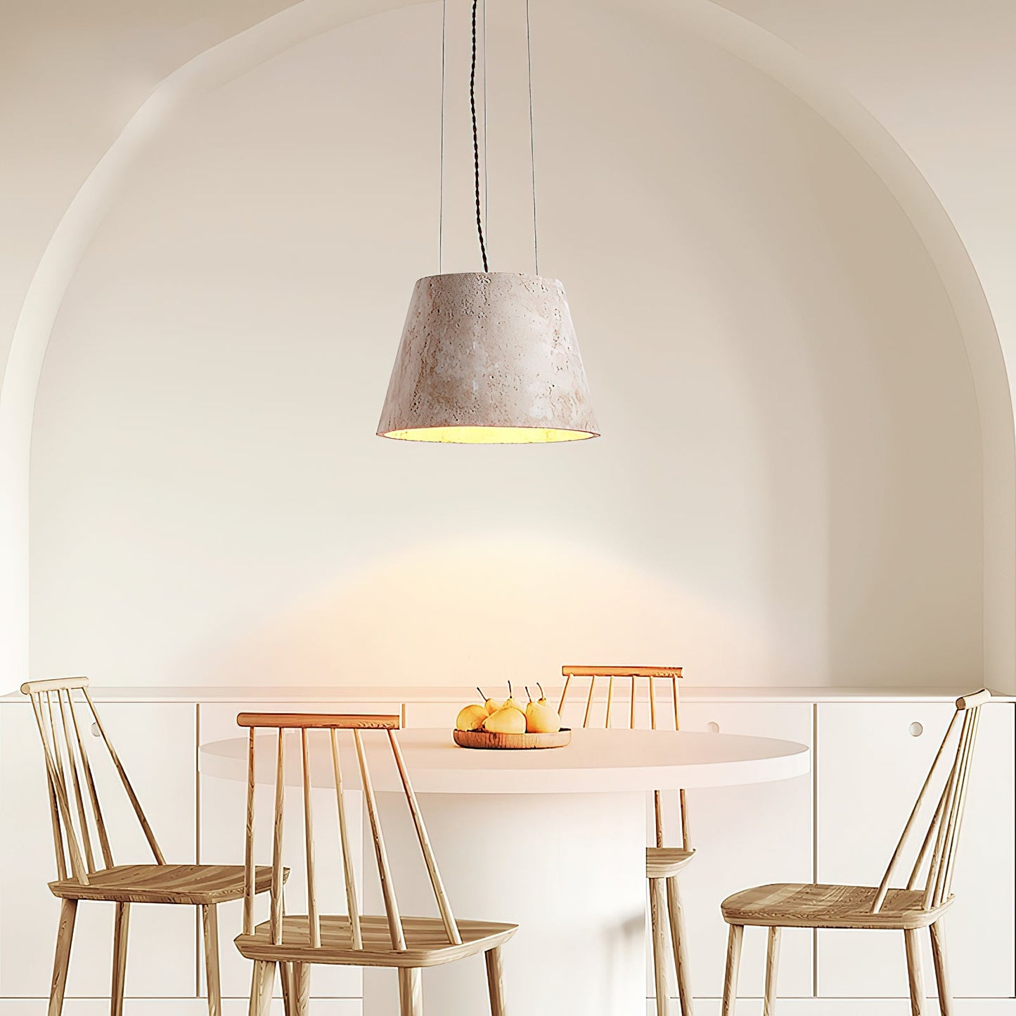 Talma Pendant Lamp - Natural Travertine Stone Hanging Light | Modern Minimalist Dome Pendant