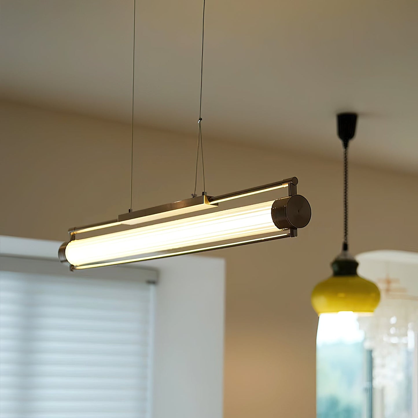 Tamar Wand Pendant Lamp - Linear Drizzled Glass & Metal LED Pendant | Modern Kitchen Island & Dining Light