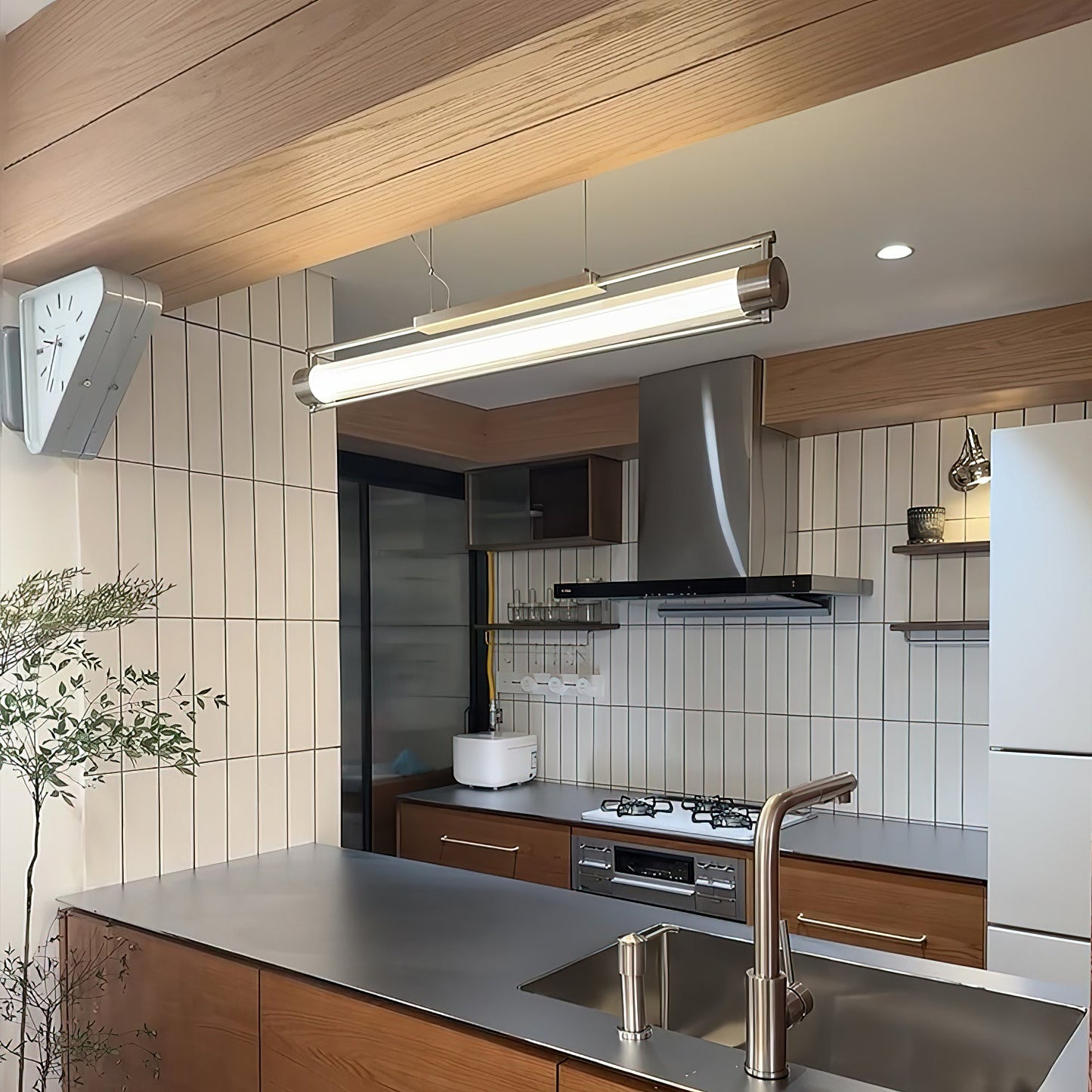 Tamar Wand Pendant Lamp - Linear Drizzled Glass & Metal LED Pendant | Modern Kitchen Island & Dining Light
