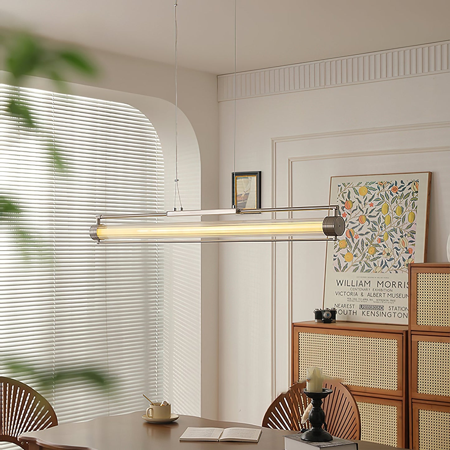 Tamar Wand Pendant Lamp - Linear Drizzled Glass & Metal LED Pendant | Modern Kitchen Island & Dining Light