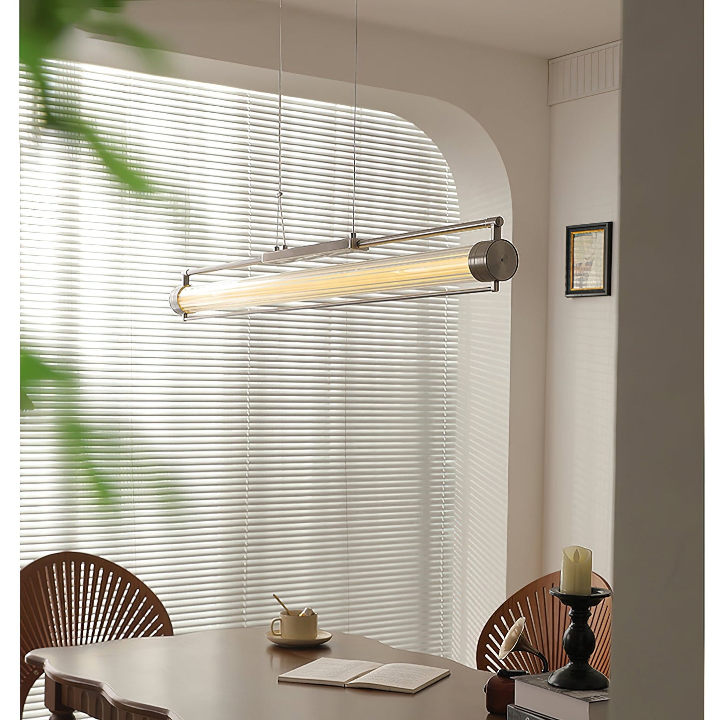 Tamar Wand Pendant Lamp - Linear Drizzled Glass & Metal LED Pendant | Modern Kitchen Island & Dining Light