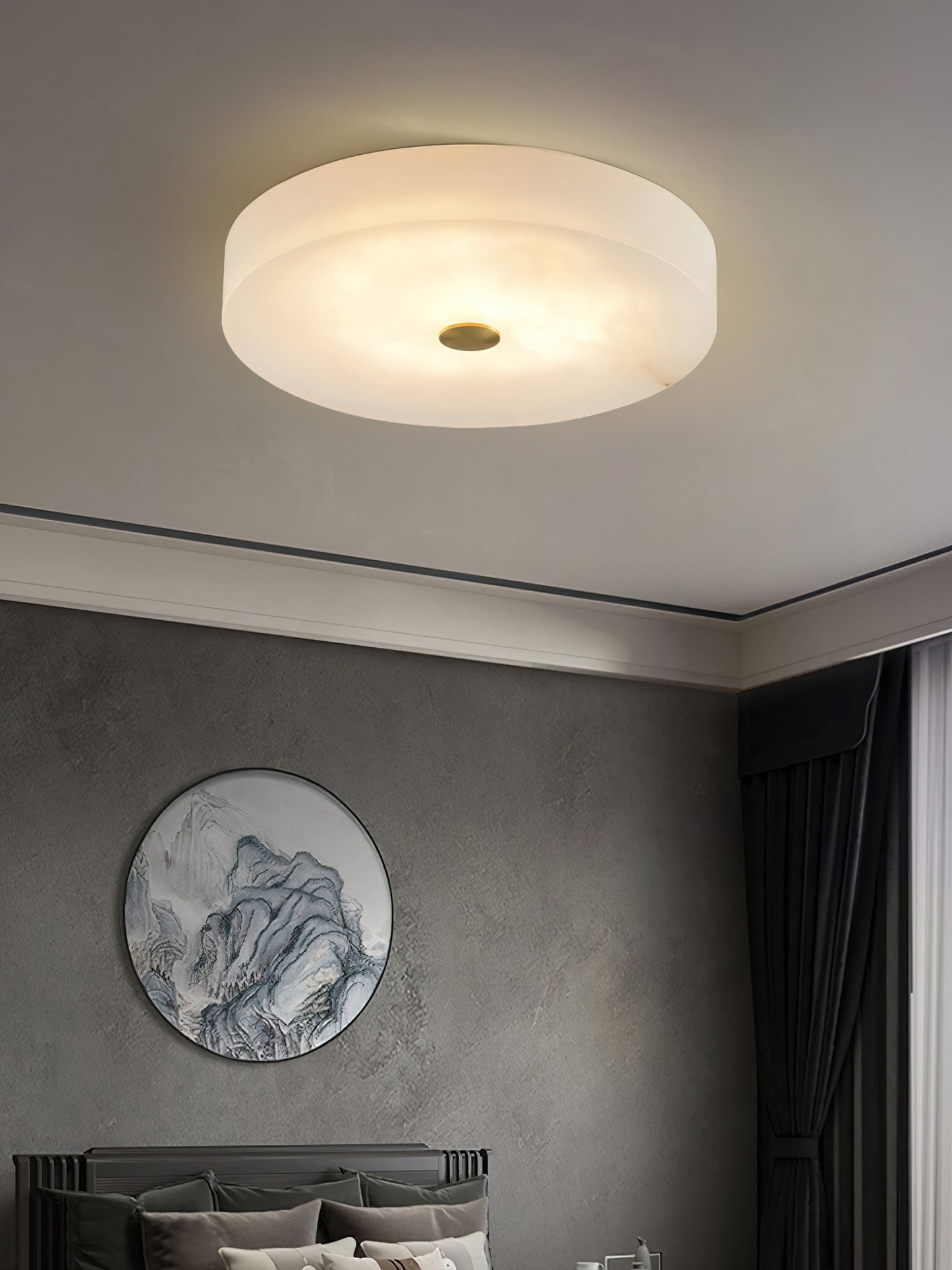 Tamoor Alabaster Ceiling Light - Handcrafted Natural Stone Flush Mount | Modern Low-Profile LED Ceiling Light