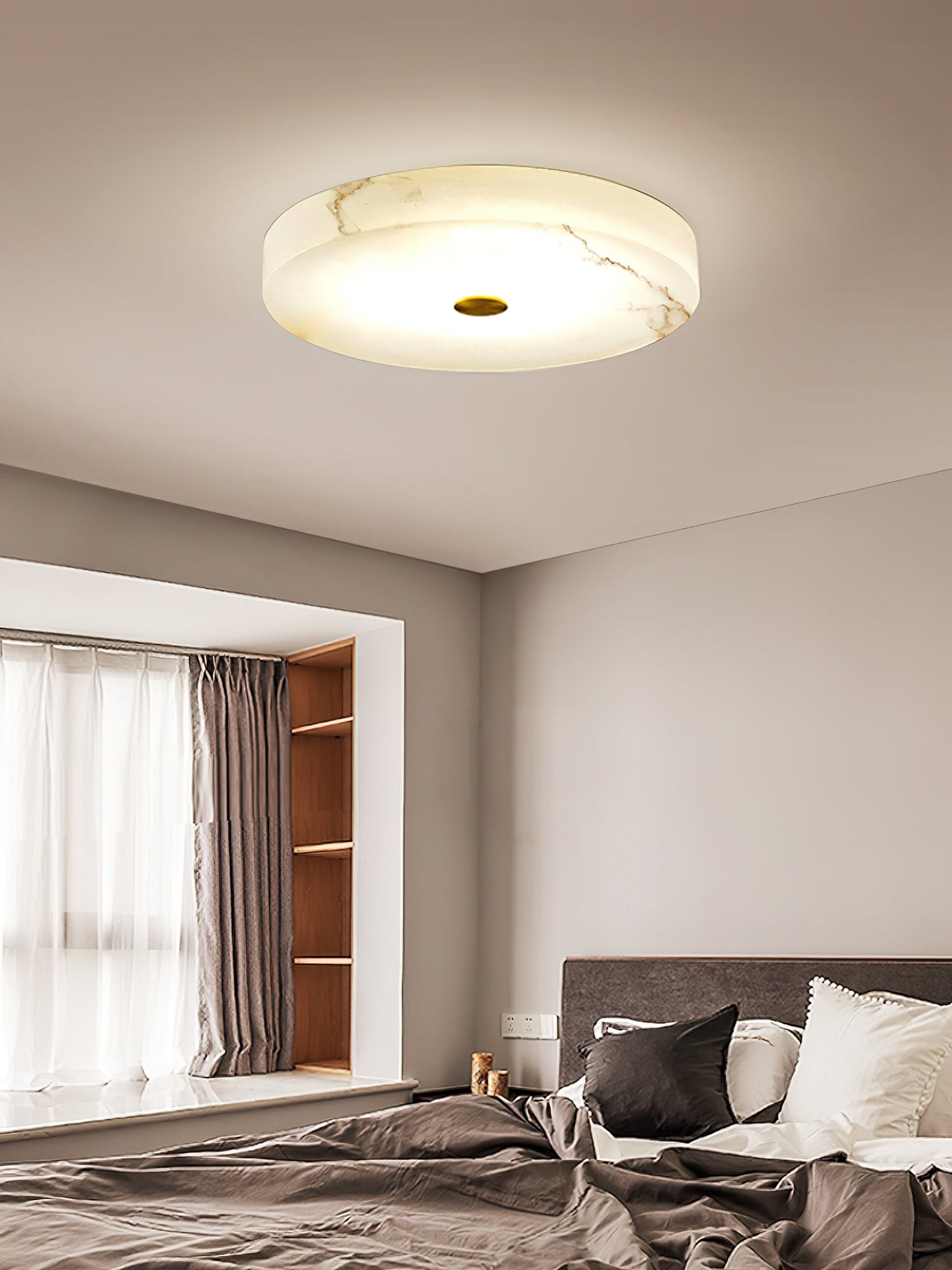 Tamoor Alabaster Ceiling Light - Handcrafted Natural Stone Flush Mount | Modern Low-Profile LED Ceiling Light