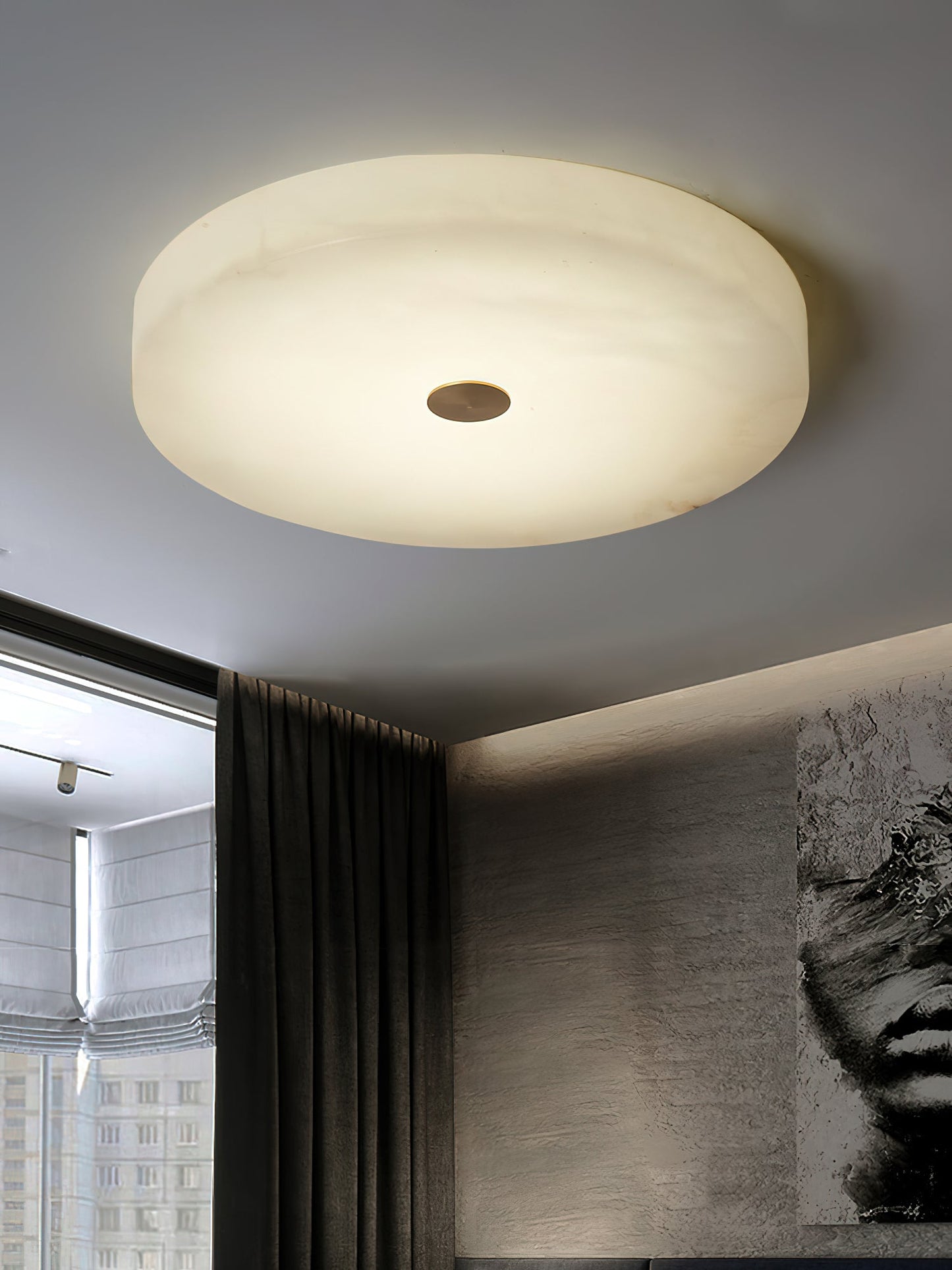 Tamoor Alabaster Ceiling Light - Handcrafted Natural Stone Flush Mount | Modern Low-Profile LED Ceiling Light