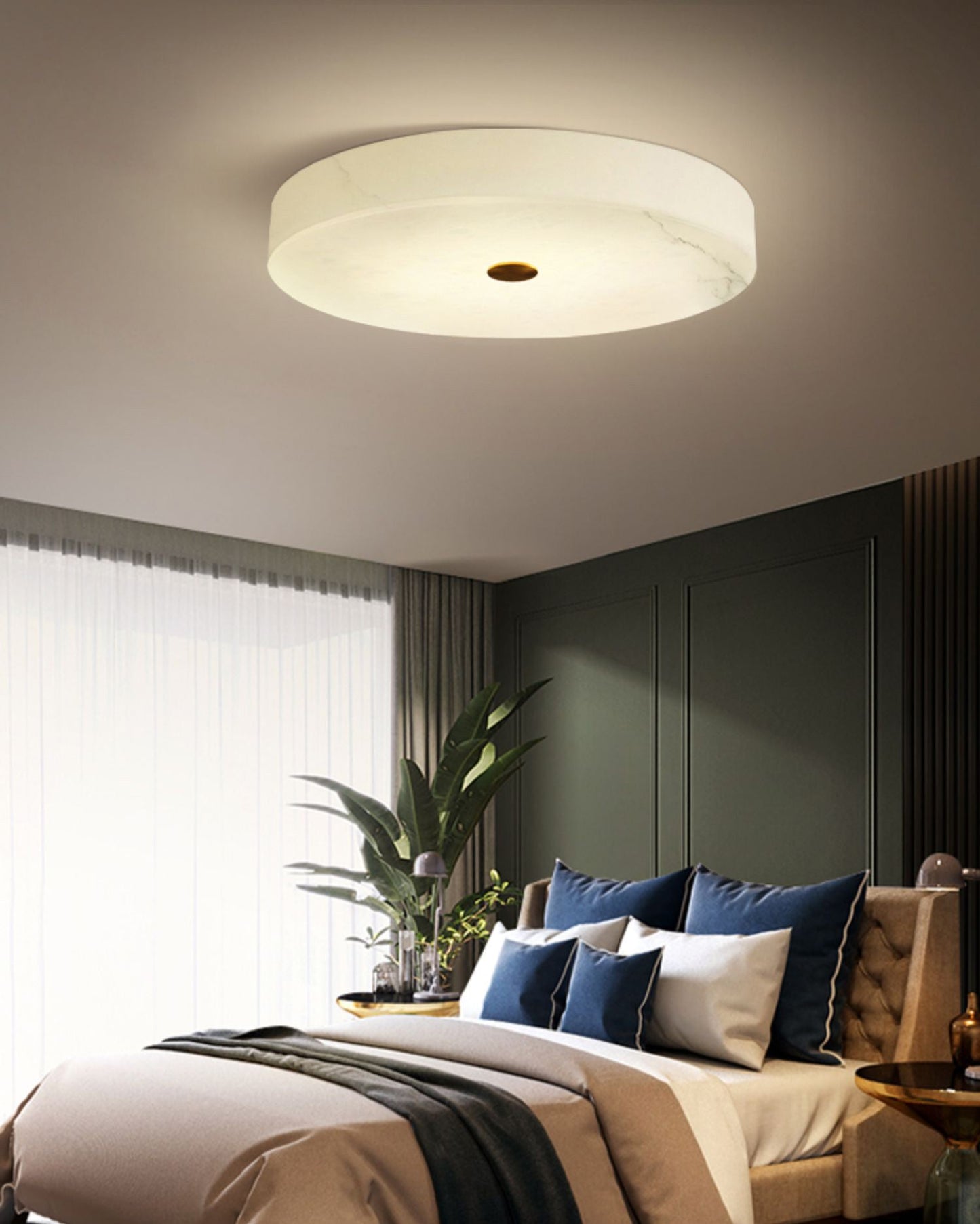 Tamoor Alabaster Ceiling Light - Handcrafted Natural Stone Flush Mount | Modern Low-Profile LED Ceiling Light