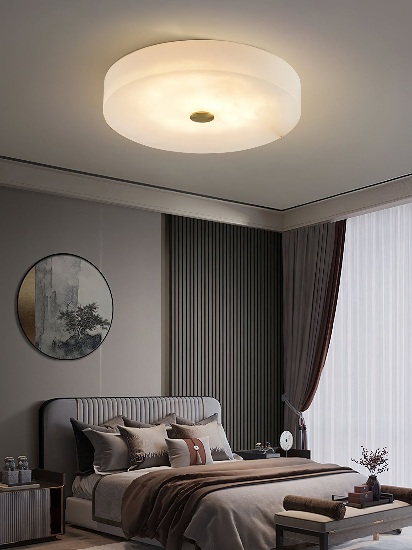 Tamoor Alabaster Ceiling Light - Handcrafted Natural Stone Flush Mount | Modern Low-Profile LED Ceiling Light
