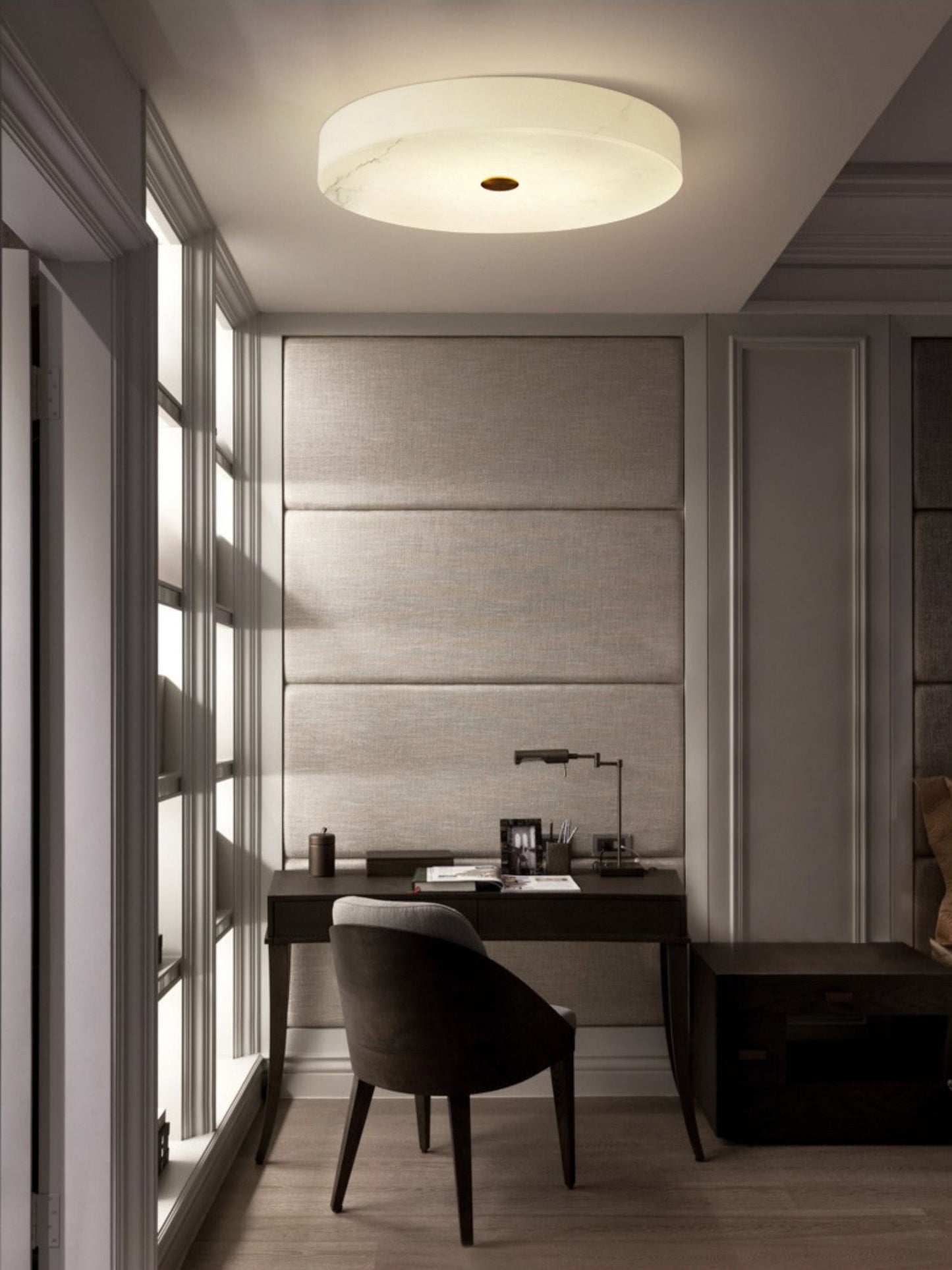 Tamoor Alabaster Ceiling Light - Handcrafted Natural Stone Flush Mount | Modern Low-Profile LED Ceiling Light