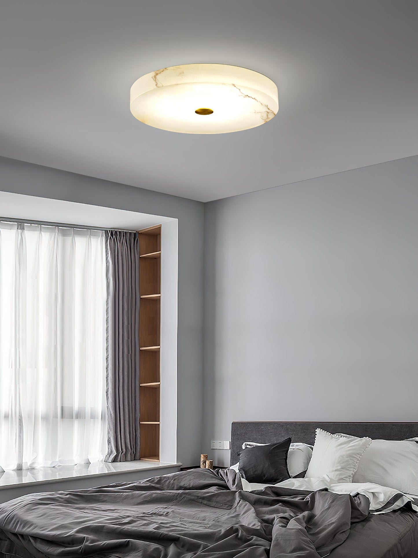 Tamoor Alabaster Ceiling Light - Handcrafted Natural Stone Flush Mount | Modern Low-Profile LED Ceiling Light