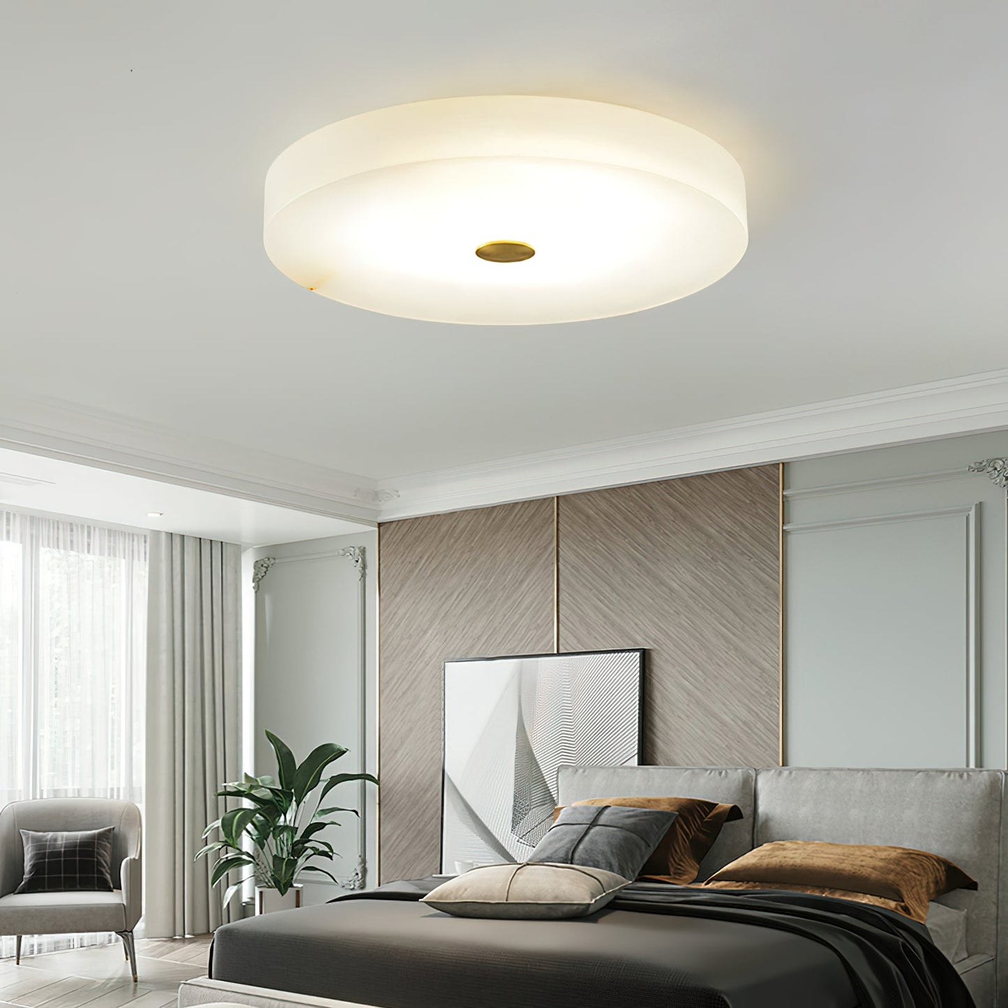Tamoor Alabaster Ceiling Light - Handcrafted Natural Stone Flush Mount | Modern Low-Profile LED Ceiling Light
