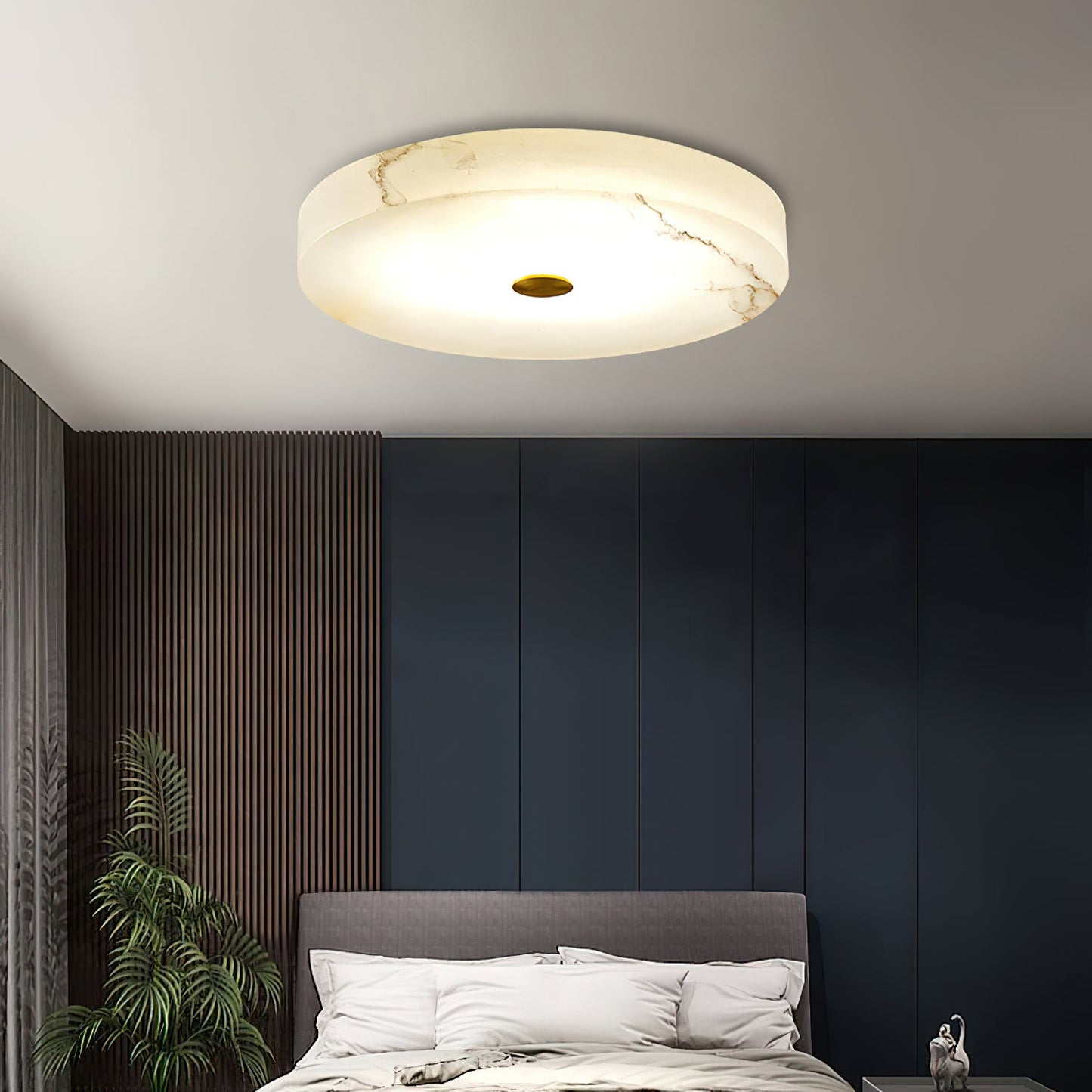 Tamoor Alabaster Ceiling Light - Handcrafted Natural Stone Flush Mount | Modern Low-Profile LED Ceiling Light